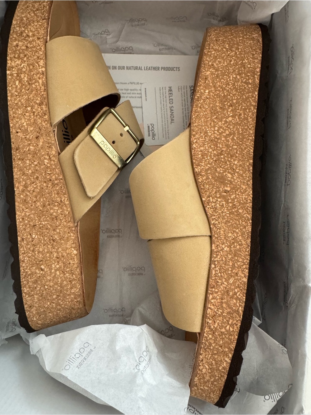 Birkenstock (Papillio) Beige Platform Slide with Buckle Size 39 (8) - Picture 4 of 4